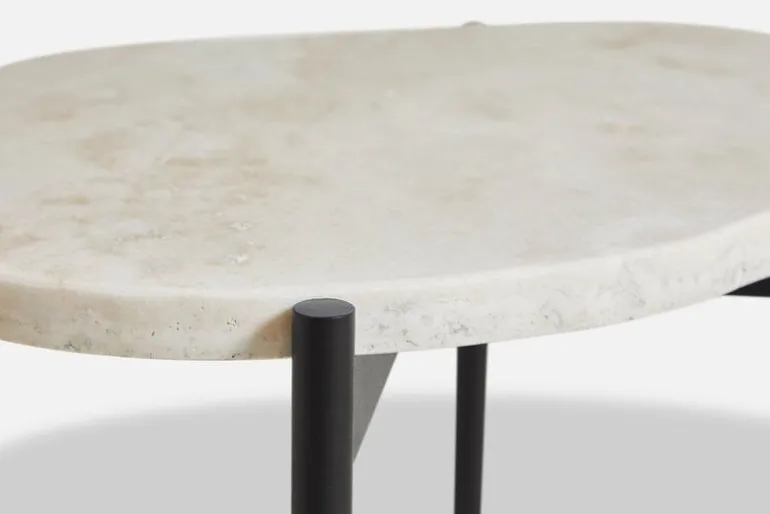 Woud La Terra occasional table, S, ivory travertine - black