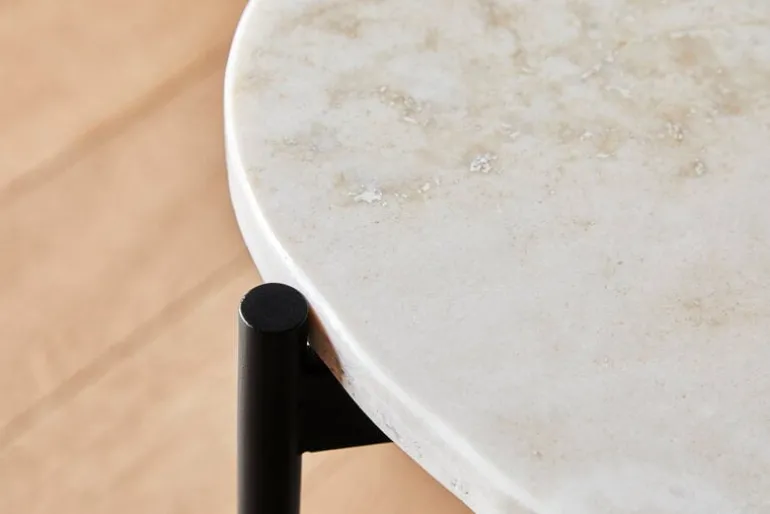 Woud La Terra occasional table, S, ivory travertine - black