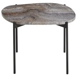 Woud La Terra occasional table, M, grey melange travertine - black