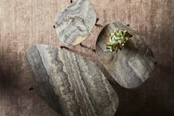 Woud La Terra occasional table, M, grey melange travertine - black