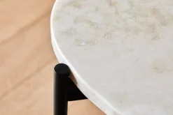 Woud La Terra occasional table, L, ivory travertine - black