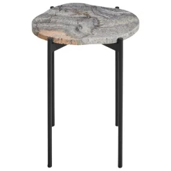 Woud La Terra occasional table, S, grey melange travertine - black