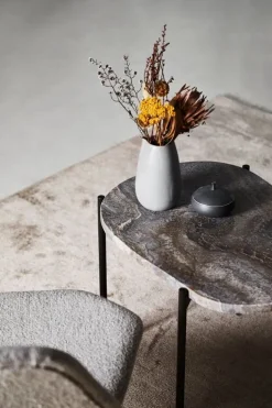 Woud La Terra occasional table, S, grey melange travertine - black