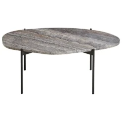 Woud La Terra occasional table, L, grey melange travertine - black