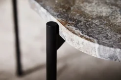 Woud La Terra occasional table, L, grey melange travertine - black