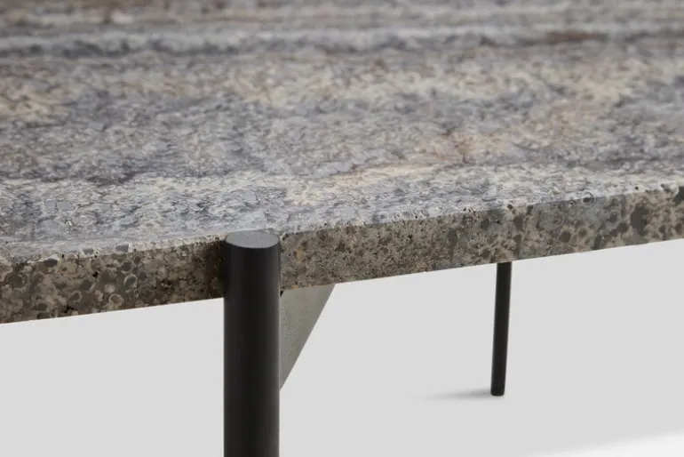 Woud La Terra occasional table, L, grey melange travertine - black