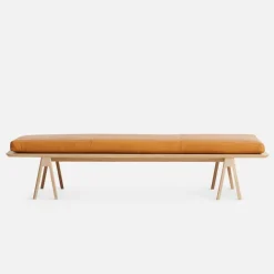 Woud Level daybed, white pigmented oak - cognac leather Envy