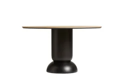 Woud Ludo dining table, 130 cm, black - white pigmented lacquered oak