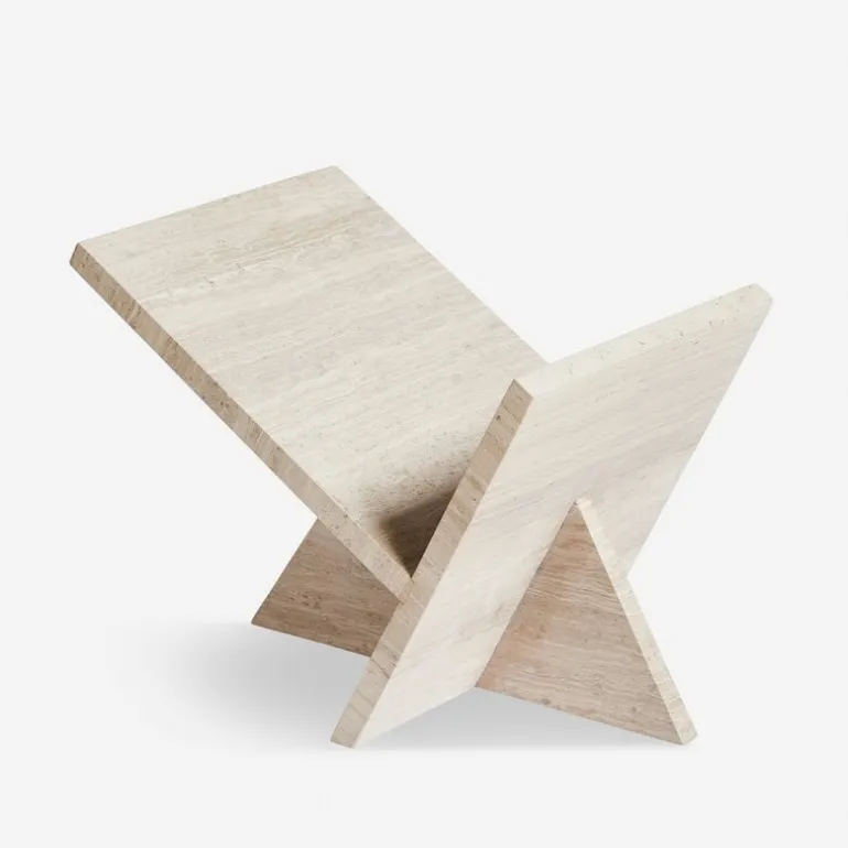 Woud Mountain magazine holder, grey travertine