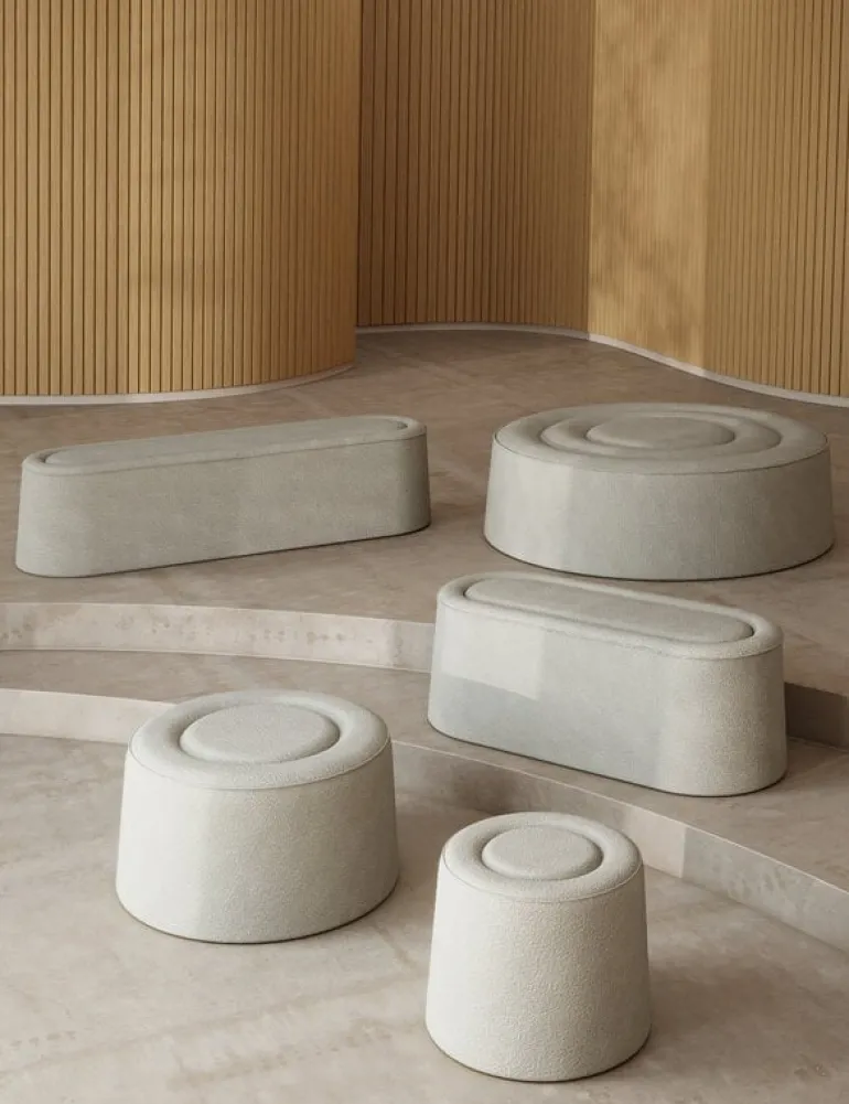 Woud Praline pouf, 78 cm, Alpine 01 Natural