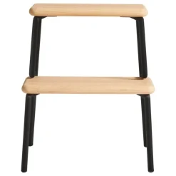 Woud Slalom step stool, white lacquered oak