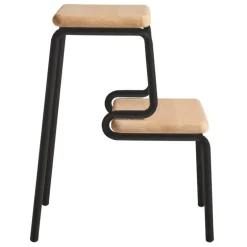 Woud Slalom step stool, white lacquered oak