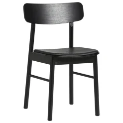 Woud Soma dining chair, black painted ash - black leather