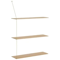 Woud Stedge add-on shelf, 80 cm, white lacquered oak - brass