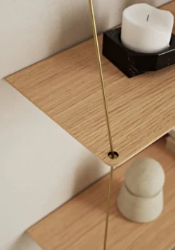 Woud Stedge shelf, 80 cm, white lacquered oak - brass