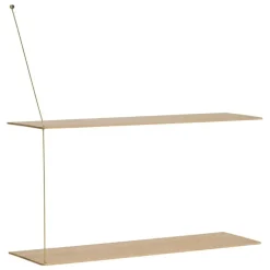 Woud Stedge shelf, 80 cm, white lacquered oak - brass