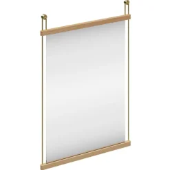Woud Suspended mirror, 50 x 70 cm, white lacquered oak - brass