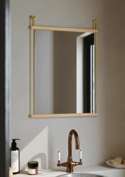 Woud Suspended mirror, 50 x 70 cm, white lacquered oak - brass