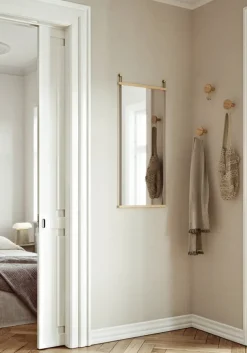 Woud Suspended mirror, 50 x 114 cm, white lacquered oak - brass