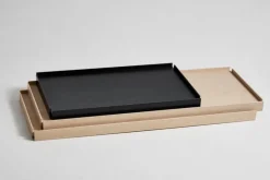 Woud Tray shelf, high, 2 oak - 2+2 black