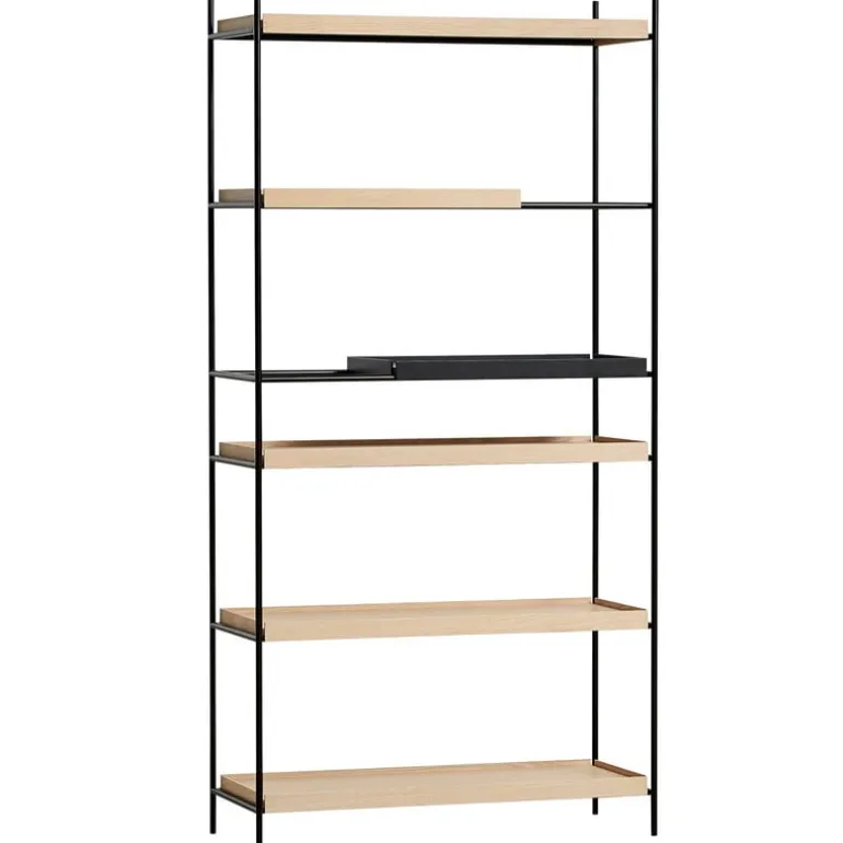 Woud Tray shelf, high, 1+4 oak - 1 black