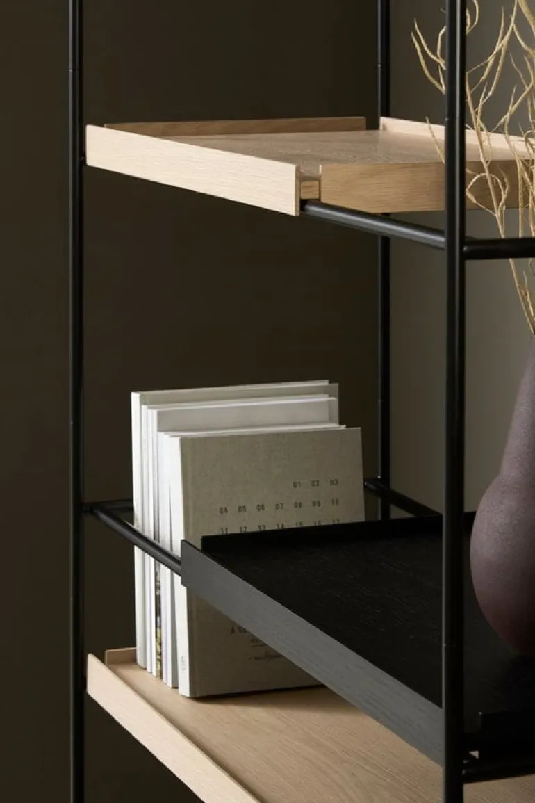 Woud Tray shelf, high, 1+4 oak - 1 black