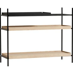 Woud Tray shelf, low, 1 black - 2 oak