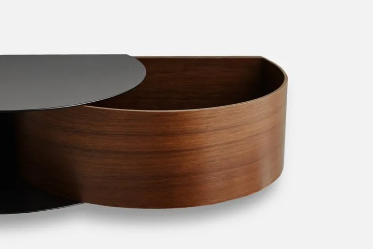 Woud Wallie wall drawer, walnut - black