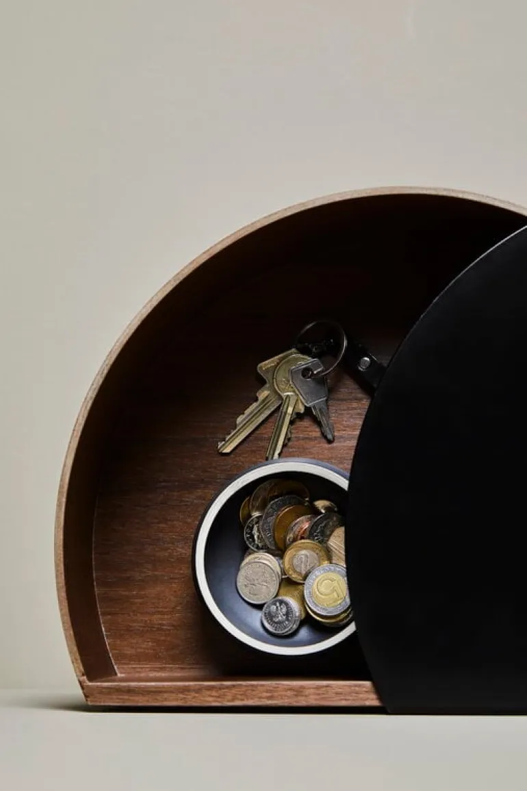 Woud Wallie wall drawer, walnut - black