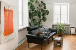 Yrjö Kukkapuro Ateljee 3-seater sofa, black - cognac leather