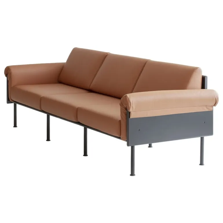 Yrjö Kukkapuro Ateljee 3-seater sofa, black - cognac leather