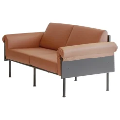 Yrjö Kukkapuro Ateljee 2-seater sofa, black - cognac leather