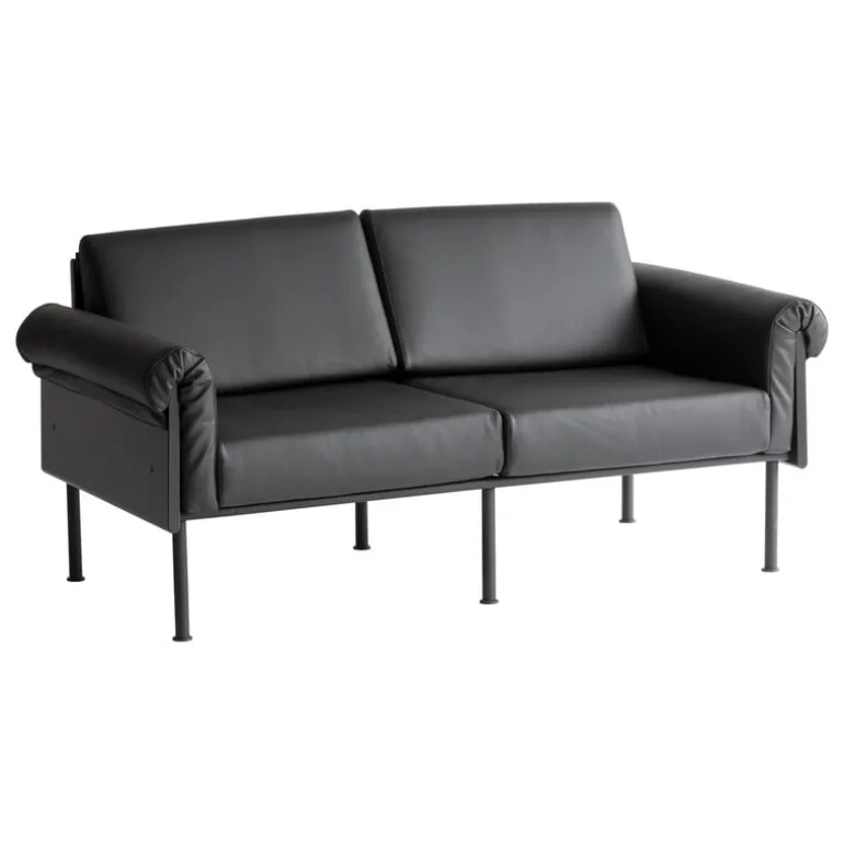 Yrjö Kukkapuro Ateljee 2-seater sofa, black - black leather
