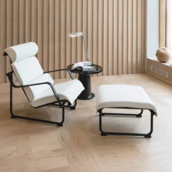 Yrjö Kukkapuro Remmi lounge chair, black - white leather