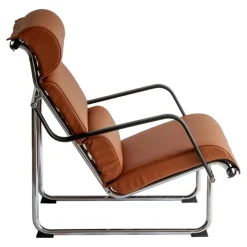 Yrjö Kukkapuro Remmi lounge chair, chrome - cognac leather