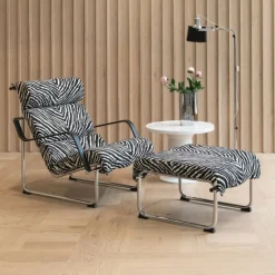Yrjö Kukkapuro Remmi ottoman, chrome - Artek Zebra